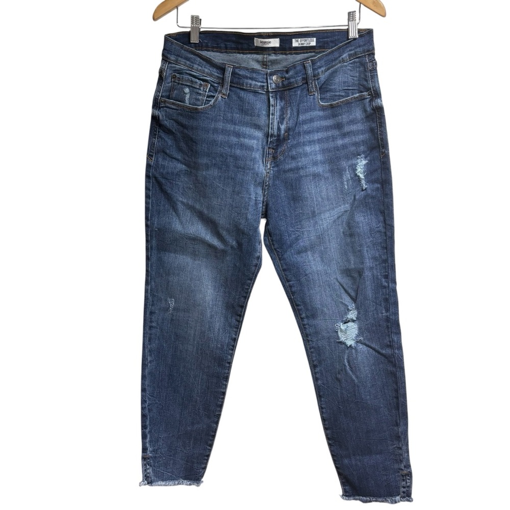 Kensie Jeans‎ The Effortless Skinny Crop Distressed  Denim Size 12 31 #685